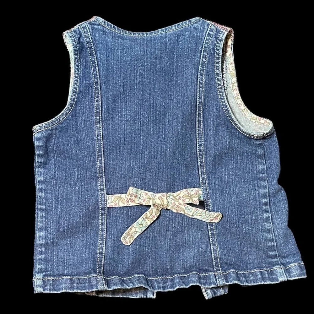 Genuine kids jean embroidered vest vintage denim vest